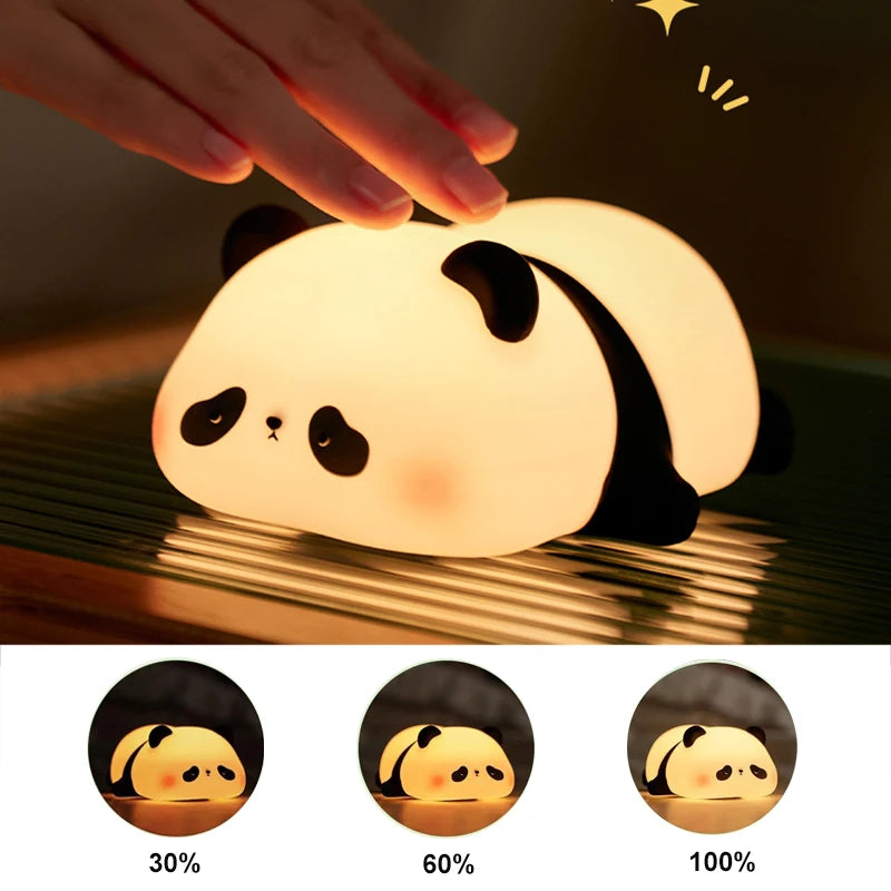 Rechargeable Sensor Touch Night Lights Cute Panda Silicone Lamp LED Dimming Lamp Bedside Decor Kids Night Light Birthday Gift Peaceful Pleasures Health and Wellness Dimmable