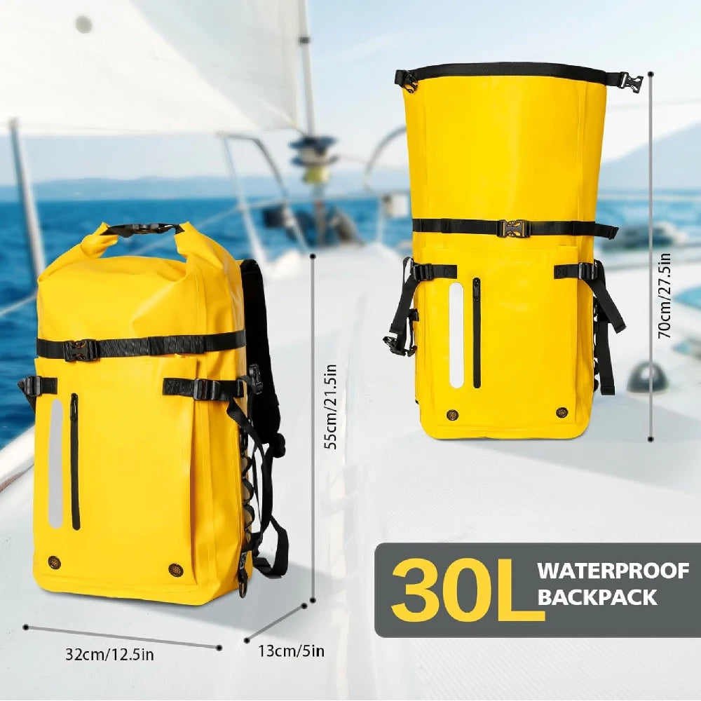 1PCS Waterproof Backpack Heavy Duty Hiking Roll-Top Closure Cushioned Dry Bag for Outdoor Travel Camping Men Women Peaceful Pleasures Health and Wellness