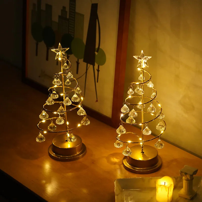 Led Desk Table Lamp Christmas Tree Spiral Crystal Light Xmas Glass Ball Decoration For Home Xmas Accessories Holiday Lighting Peaceful Pleasures Health and Wellness