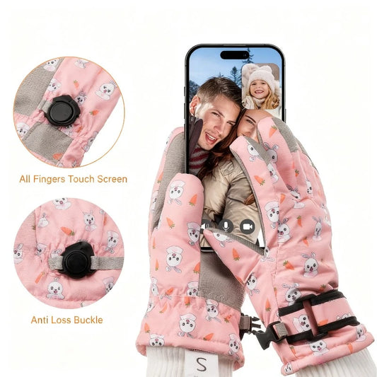 Children Winter Gloves Thickened Warm Cartoon Print Ultra-Soft Lightweight Cold-Weather for Ski Fitness Running Gift For Xmas Peaceful Pleasures Health and Wellness