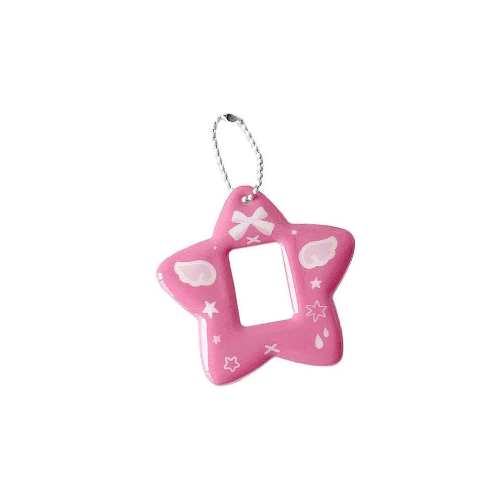 With Keychain Mini Photocard Holder Star Pendant PVC Card Cover ID Photo Photocard Frame Idol Photo Card Korean Ins Style Peaceful Pleasures Health and Wellness Rose Red