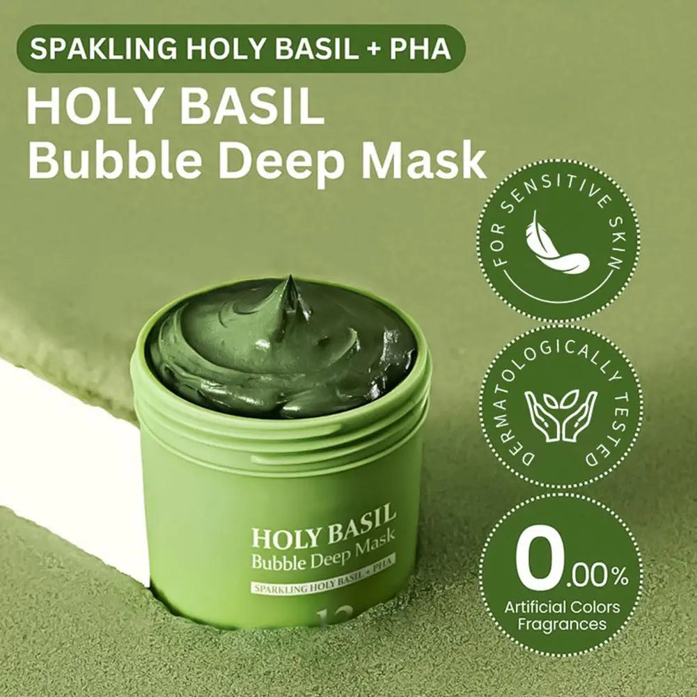 Korean Basil Bubble Cleansing Mask | Deep Pore Purifying