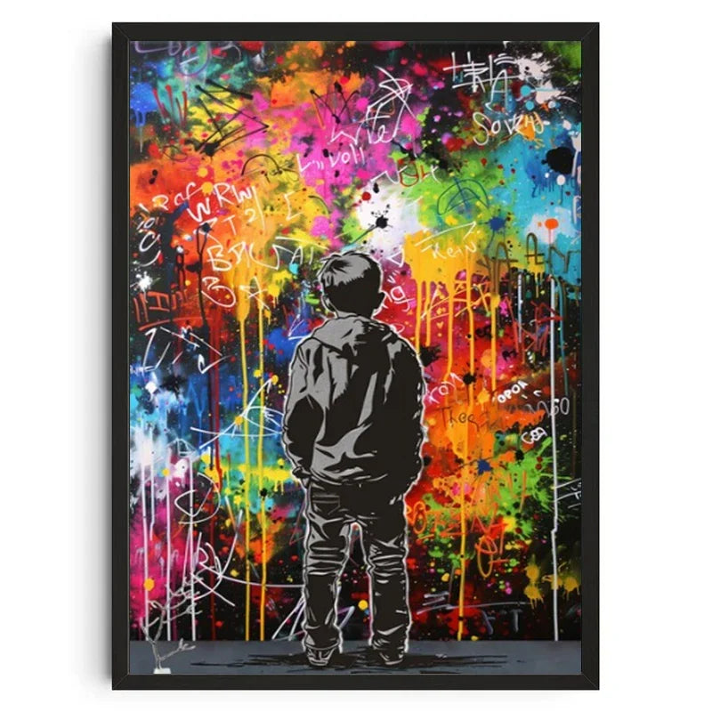 Graffiti Banksy Art Poster Banksy Image Series Printed Canvas Art Mural Used for Home Wall and Living Room Decoration, Framel Peaceful Pleasures Health and Wellness