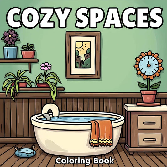 Bview Art Cozy Spaces Stress-relief Coloring Book Adults Bold Easy Peaceful Pleasures Health and Wellness 1pcs