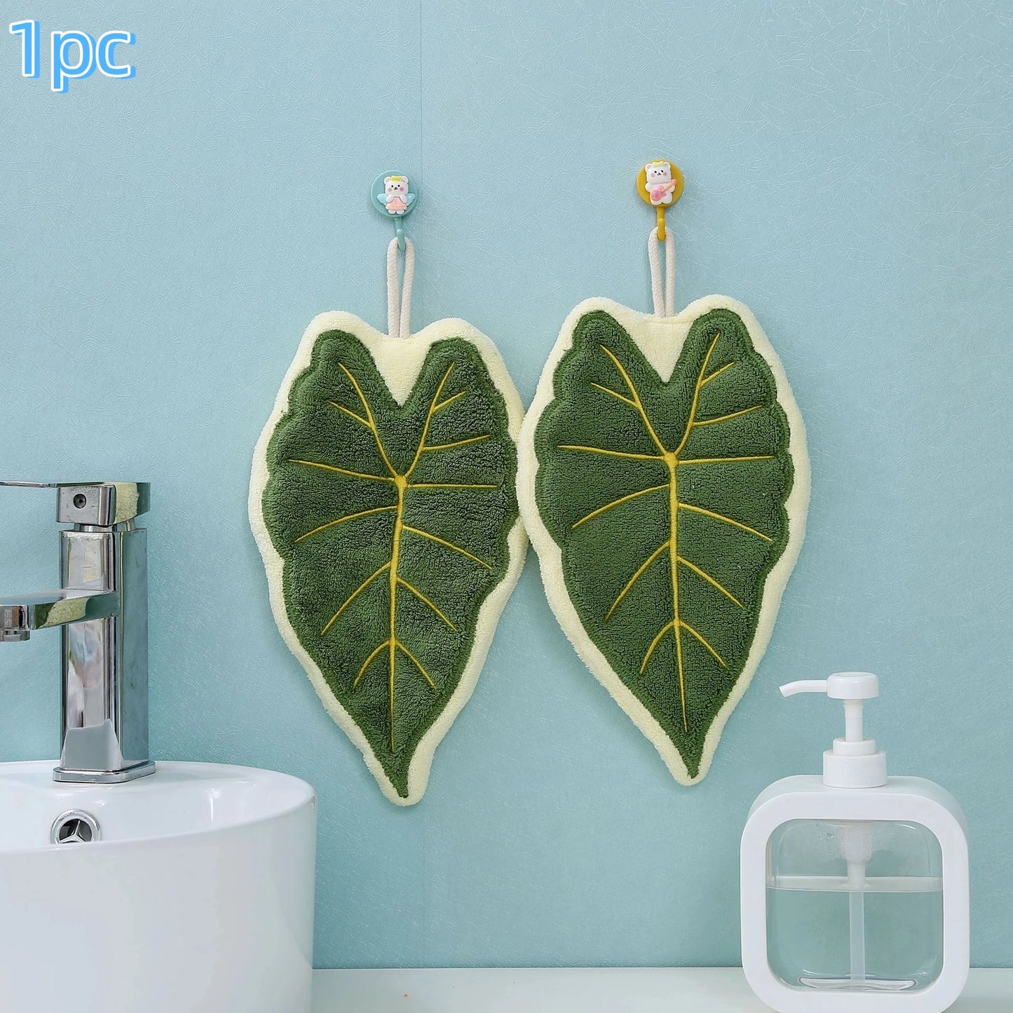 Leaf Coral Fleece Hand Towel – Ultra-Absorbent Quick-Dry