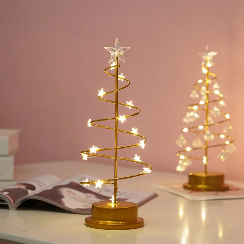 Led Desk Table Lamp Christmas Tree Spiral Crystal Light Xmas Glass Ball Decoration For Home Xmas Accessories Holiday Lighting Peaceful Pleasures Health and Wellness