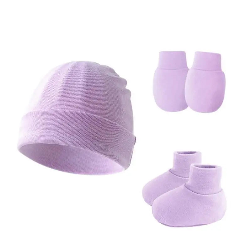 Newborn Baby Hat Gloves & Booties Set – Soft Cotton 0–9M