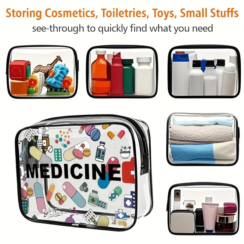 Medicine Cosmetic Bag Women Large Capacity Travel Organizer Easy Wipe Clean Toiletry Pouch Daily Use Trip Toiletry Travel Bag Peaceful Pleasures Health and Wellness