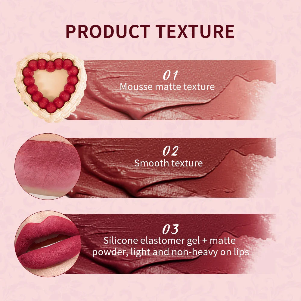 Lakerain Strawberry Matte Velvet Lip Cream – Long-Lasting Lip Mud
