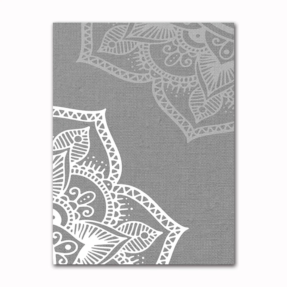 Bohemia Mandala Floral Beige Abstract Posters Canvas Painting Wall Art Print Pictures for Living Room Interior Home Decoration Peaceful Pleasures Health and Wellness T60314-09 20x30cm Unframed