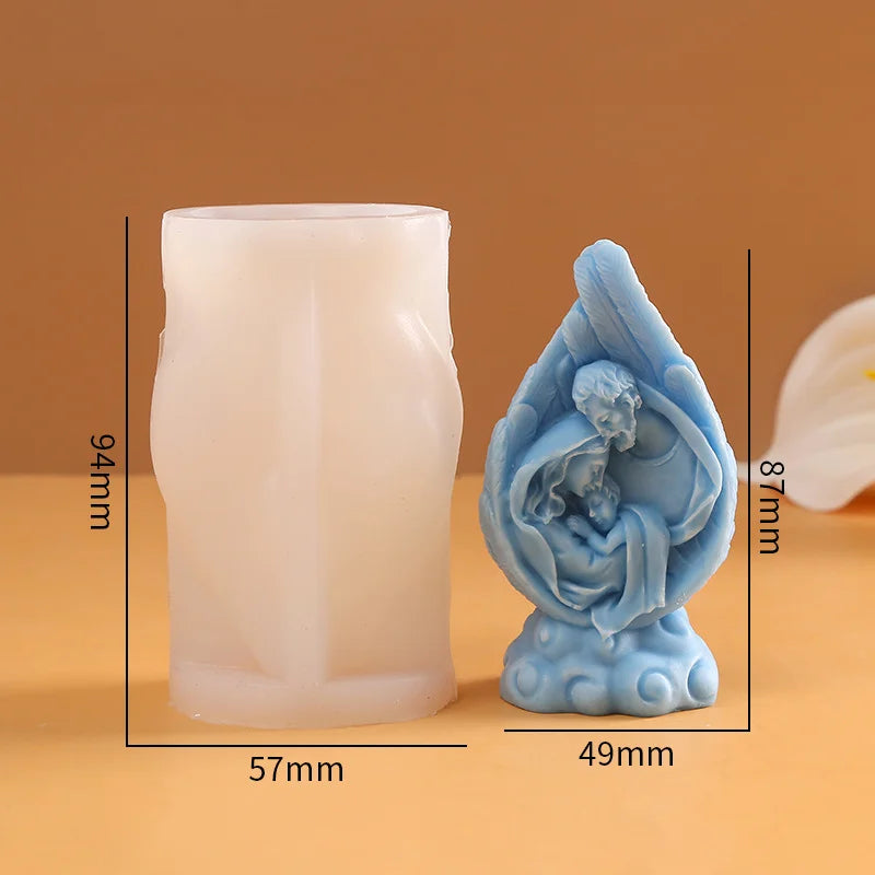 Nativity Silicone Candle Mold – 3D DIY Religious Craft Mold