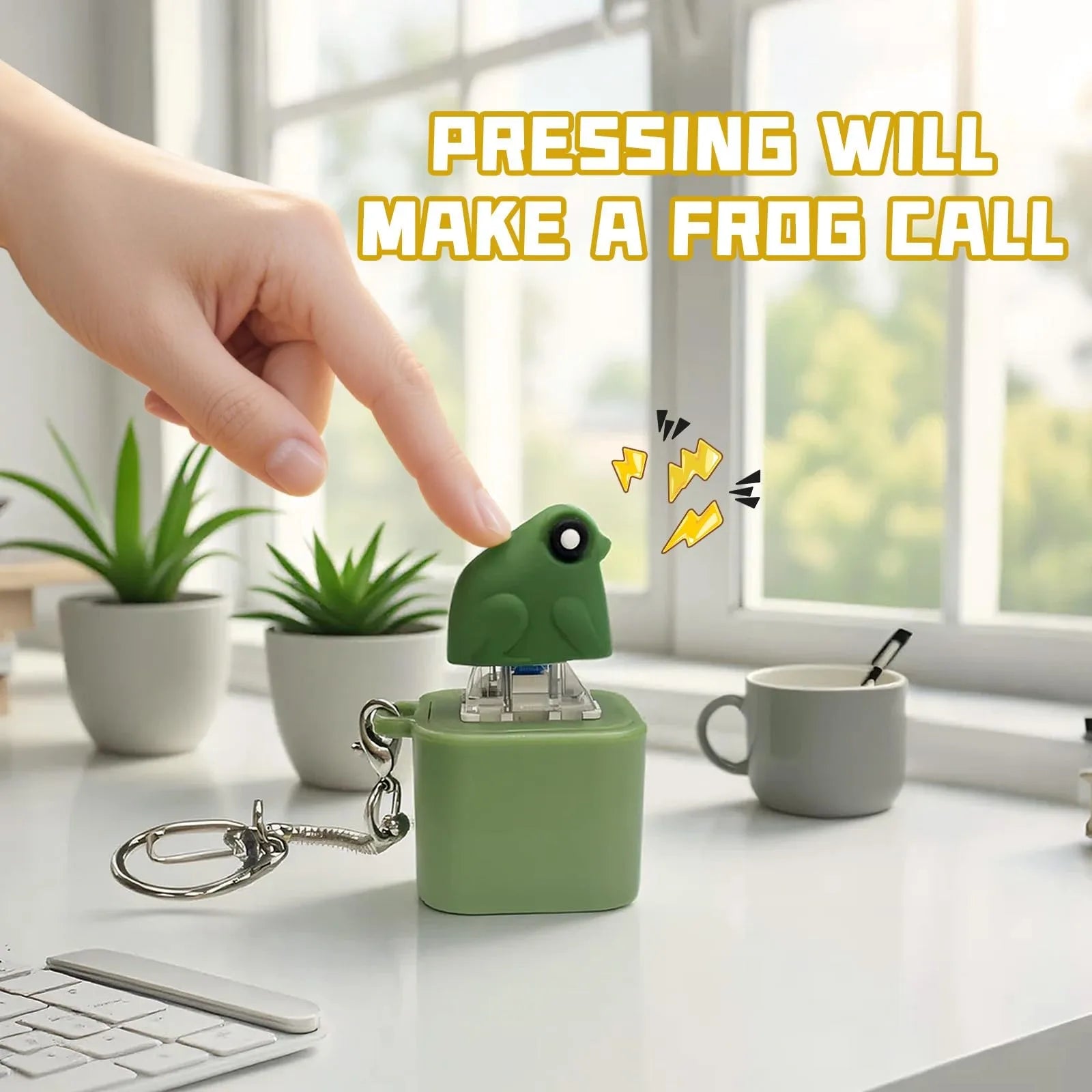 Funny Croaking Frog Keychain Rechargeable Frog Keyboard Fidget Clicker Frog Sound Keychain with LED Light for Stress Relief Gift Peaceful Pleasures Health and Wellness