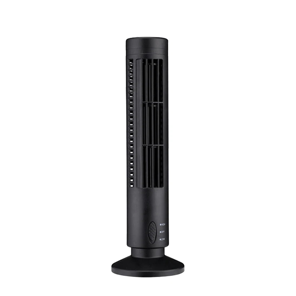 USB Bladeless LED Tower Fan – 2-Speed Portable Floor Fan Peaceful Pleasures Health and Wellness Black United States