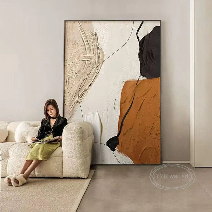 Nordic Modern Abstract Color Matching Thick Oil Handmade Oil Painting For Home Decoration Bedroom Dining Room Living Room Mural Peaceful Pleasures Health and Wellness
