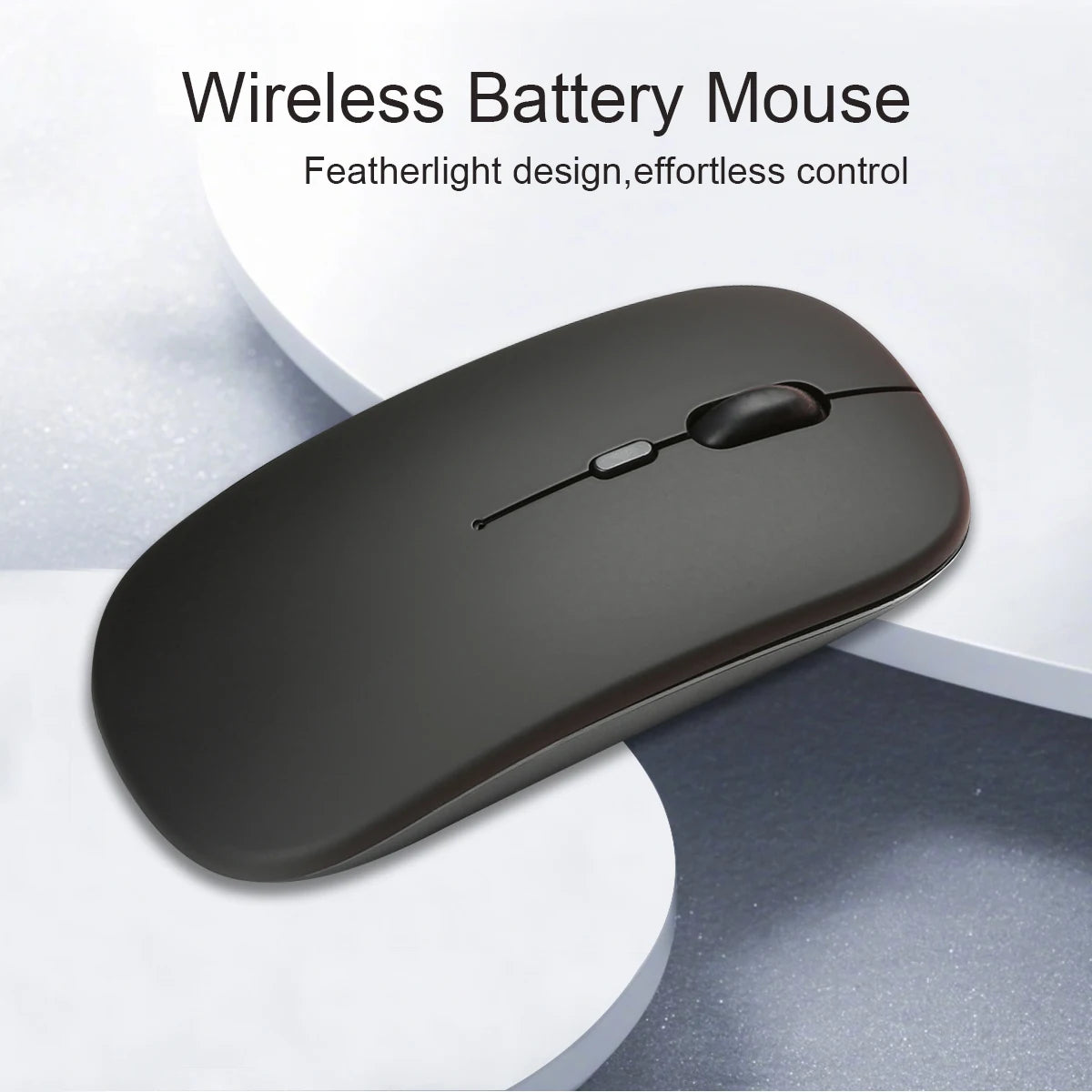 Wireless Bluetooth-compatible Mouse For iPad Samsung Huawei Android Windows Tablet Battery Mouse For Laptop Notebook Computer Peaceful Pleasures Health and Wellness Matte-Black
