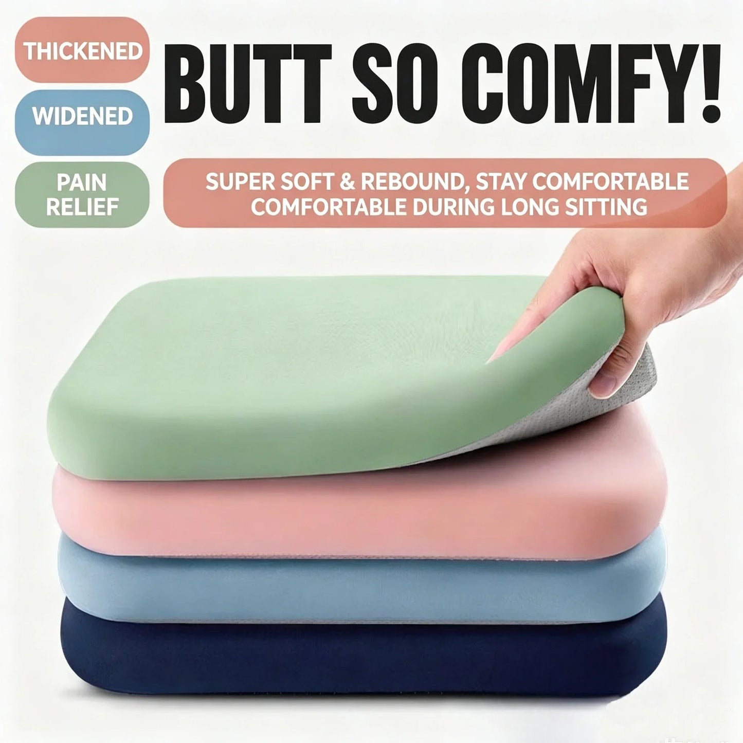 Thick Foam Seat Cushion – Soft Office & Car Chair Pad