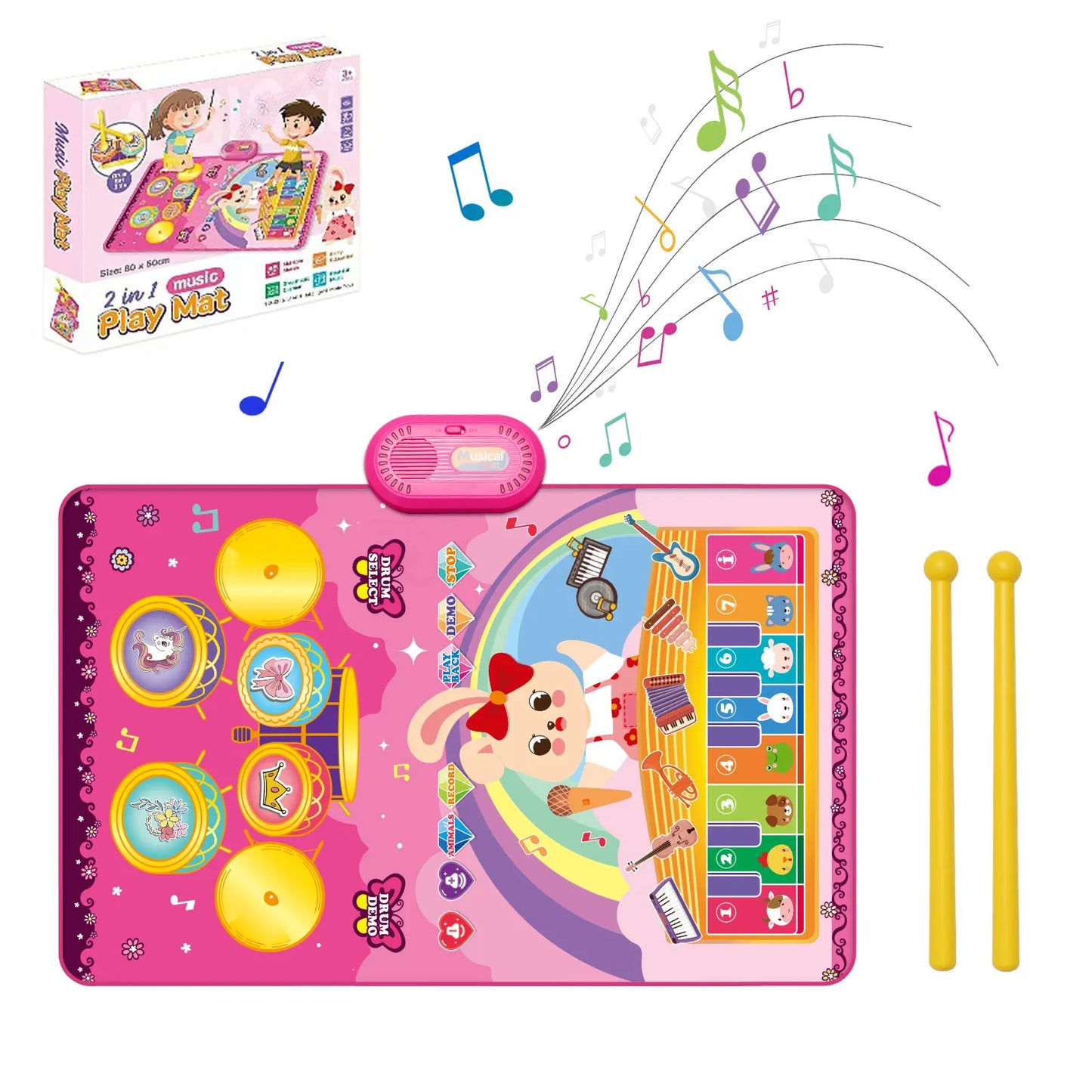 80x50cm Cartoon Musical Piano Mat Floor Play Kids Educational Toys