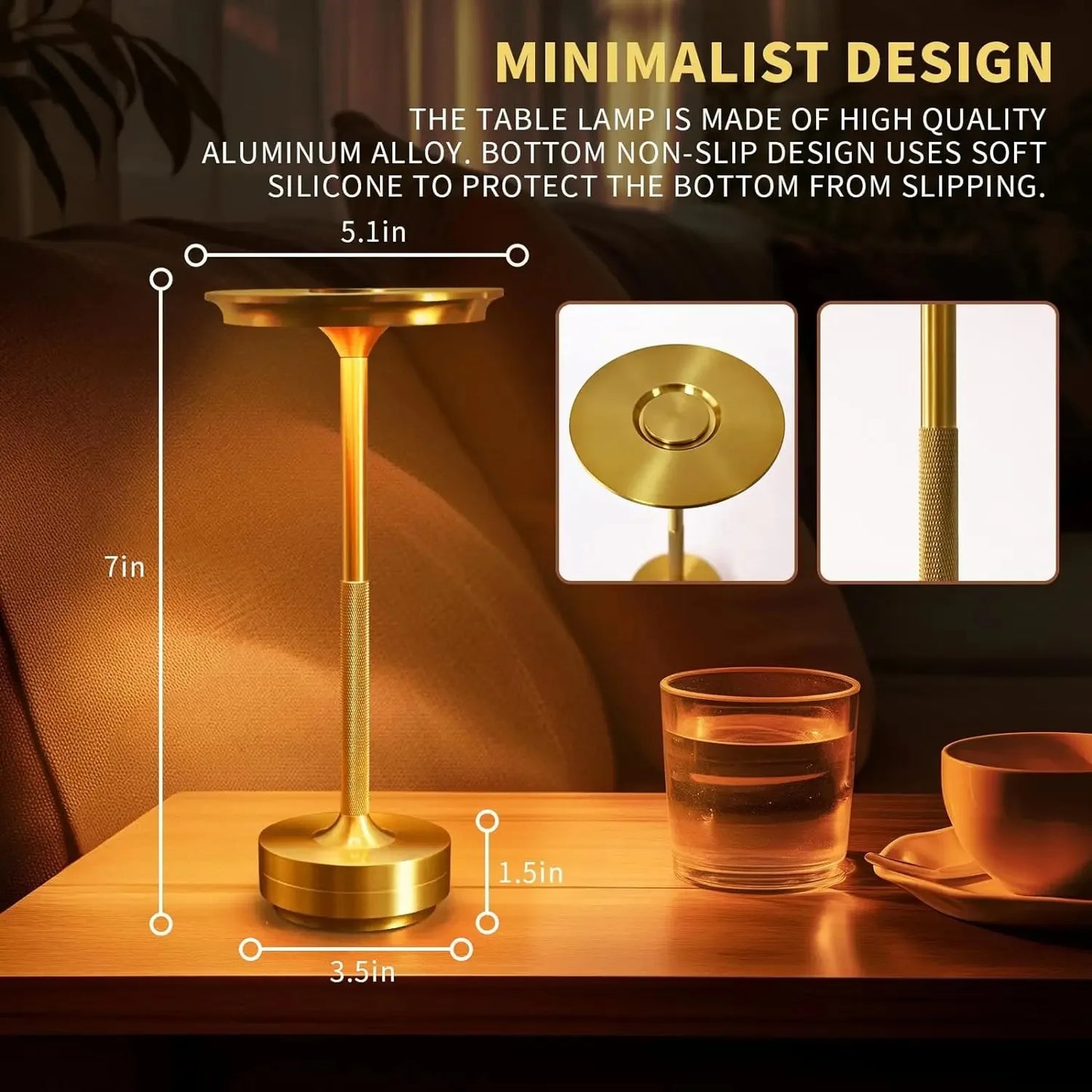 Wierless Simple Charging LED Desk Lamp restaurant Bar Table Lamp Dimming Atmosphere Retro Portable Charging Touch USB Read Lamp Peaceful Pleasures Health and Wellness