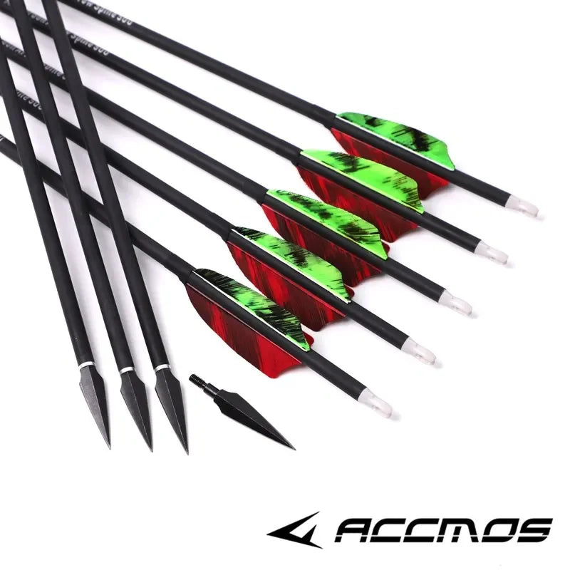 6 ID6 Sp500 Archary Carbon Arrows Turkey Feather 100 125gr Tips