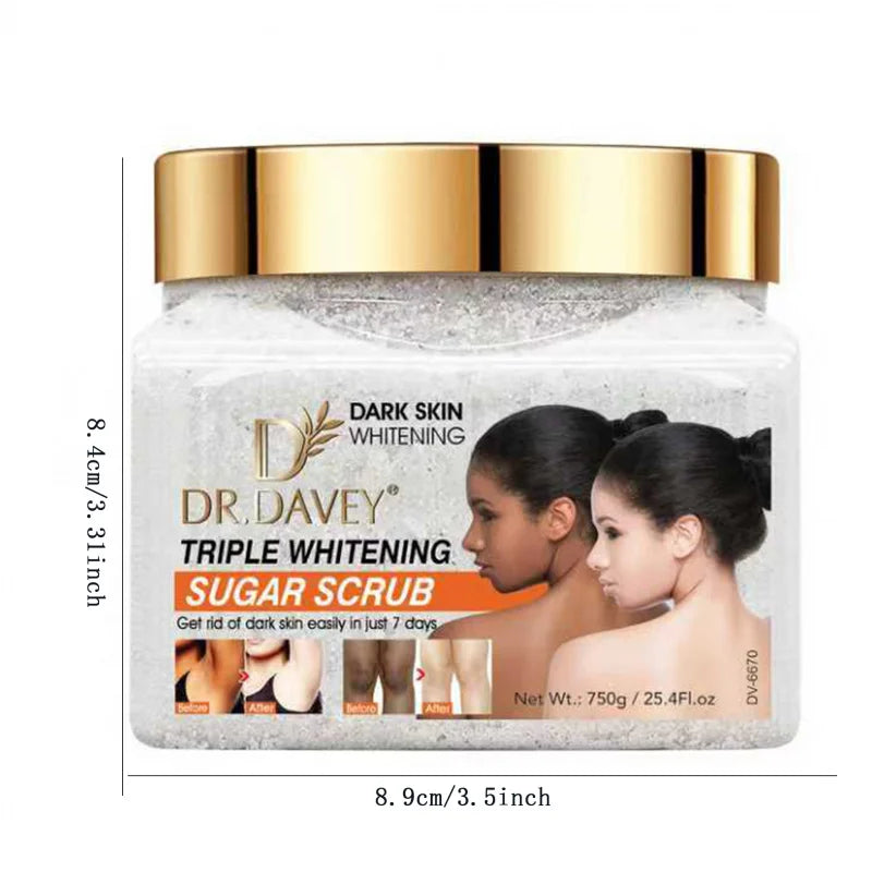 DR. DAVEY TRIPLE WHITENING Sugar Scrub Large Capacity Family Pack Body Scrub Gentle Deep Cleansing Skin Peaceful Pleasures Health and Wellness