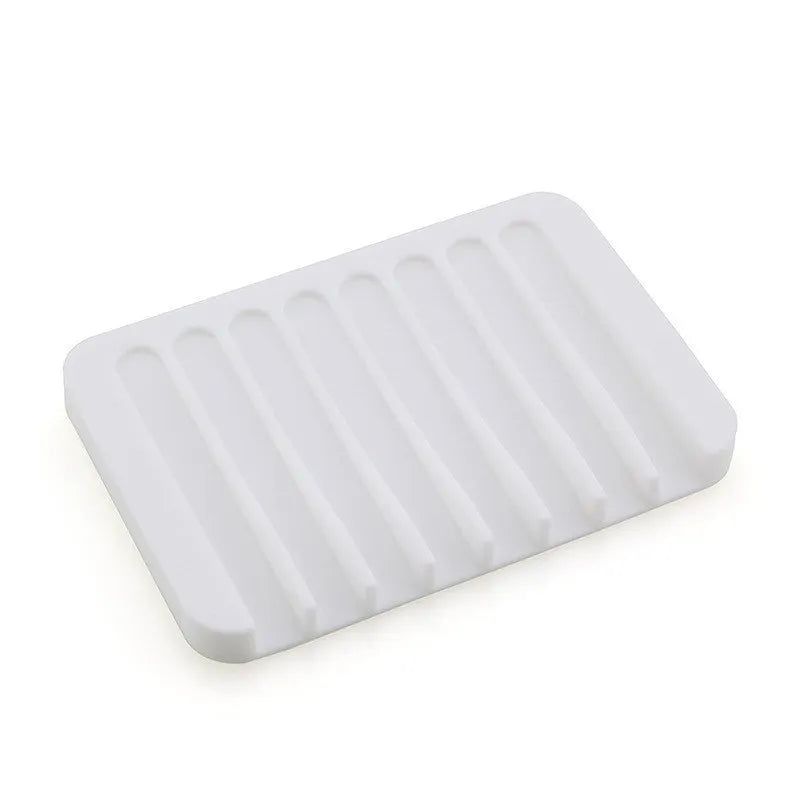 Home Silicone Drain Soap Box Kitchen Bathroom Anti-slip Sink Tray Creative Washing Table Soap Tray Free Punch Drain Rack Peaceful Pleasures Health and Wellness White
