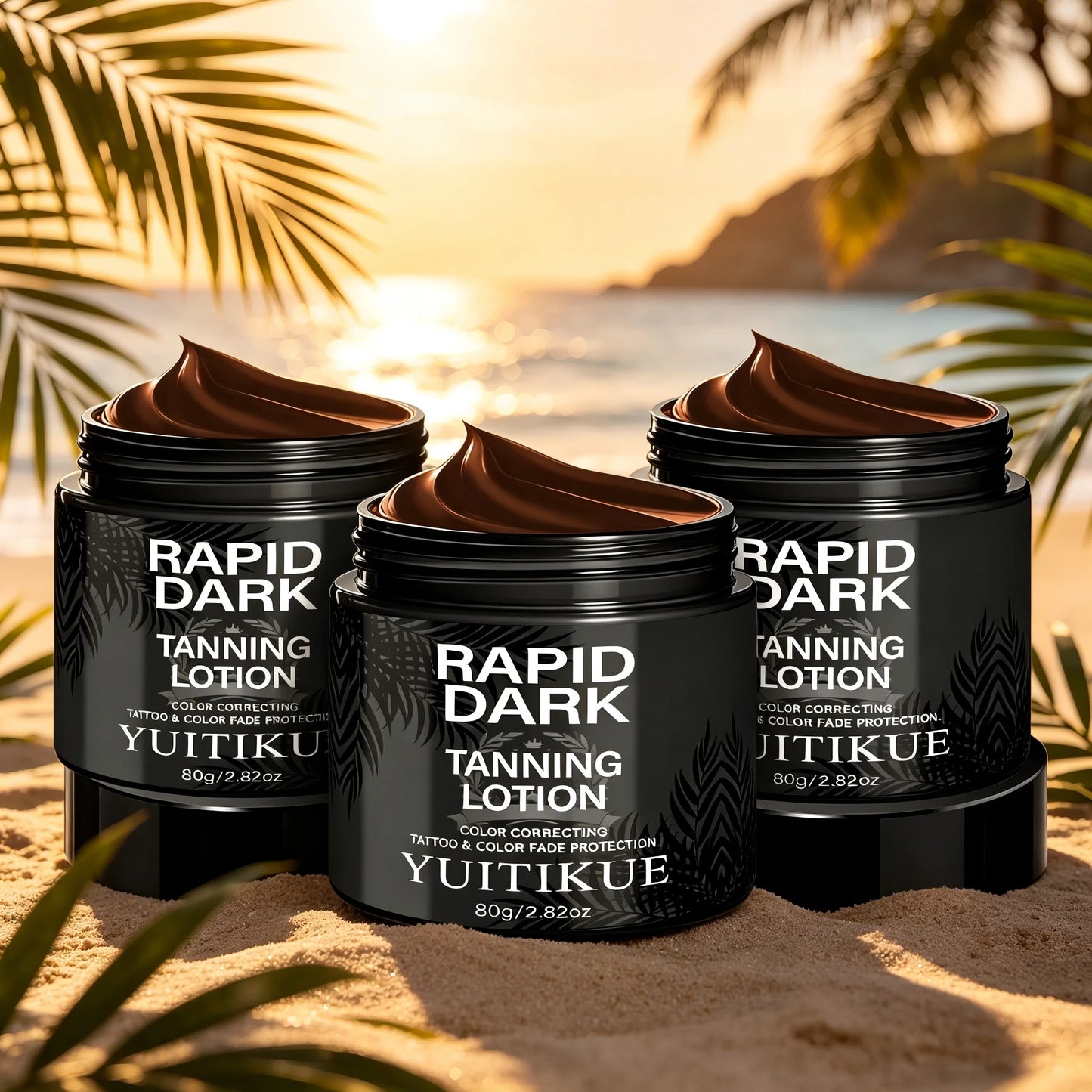 YUITIKUE Rapid Dark Tanning Lotion 80g Tattoo Protection Color Correcting Formula for Deep, Long-Lasting Bronze Glow Peaceful Pleasures Health and Wellness 3pc