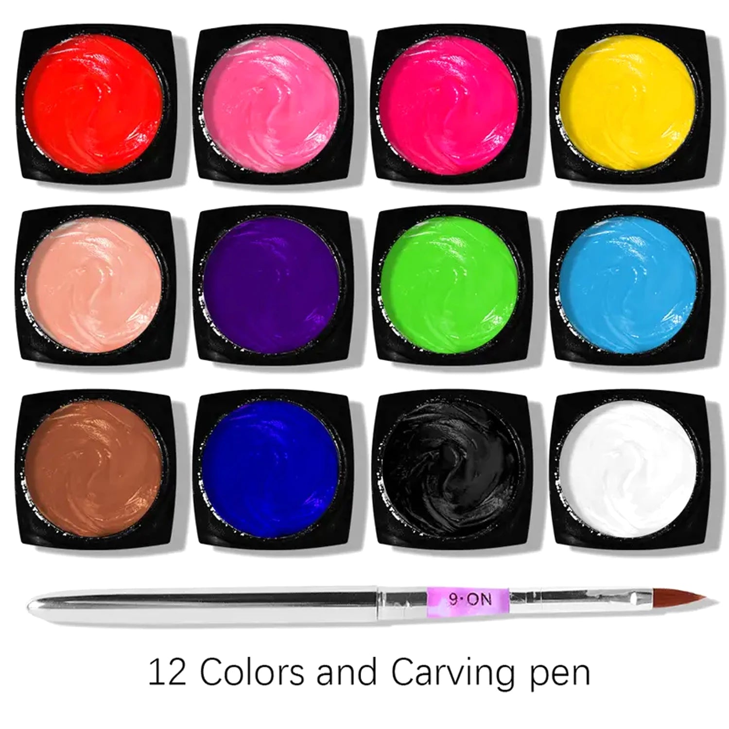 Nail Art Accessories Carving Gel Supplies 3D 4D Model Carved MudPlasticine UV Gel DIY Nails Painting Removable 3D Embossment Gel Peaceful Pleasures Health and Wellness 12 Colors Set