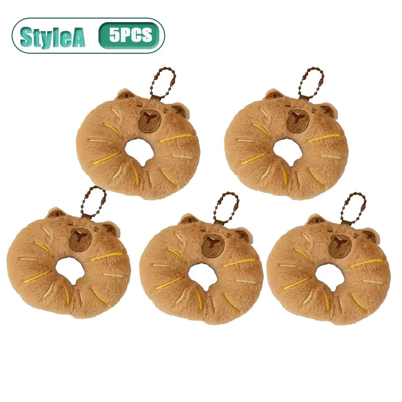 Capybara Plushie Keyring – Cute Anime Bread Topper Fluffy Toy