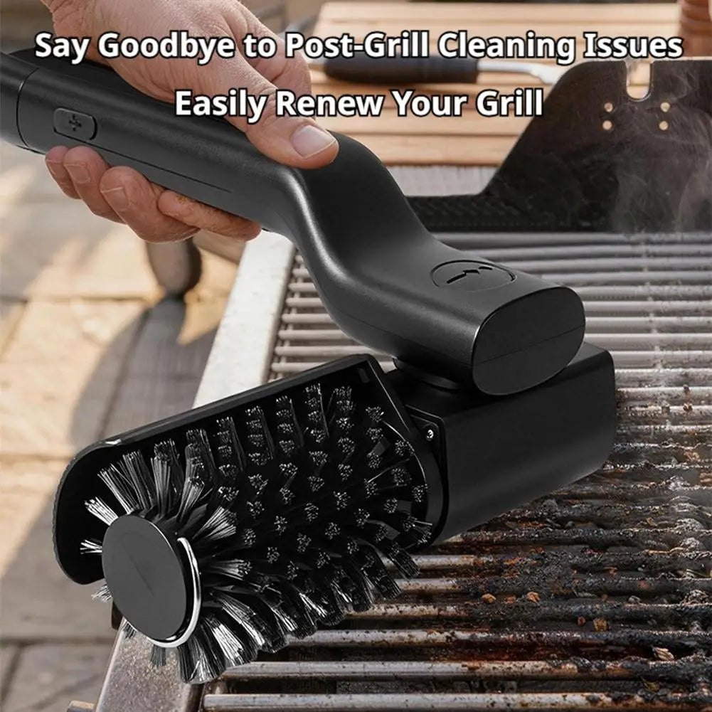 180° Rotatable Head Deep Electric Cleaning Grill Brush Heavy Oil Barbecue Cleaning Grid Brush Outdoor Camping Kitchenware Tools Peaceful Pleasures Health and Wellness