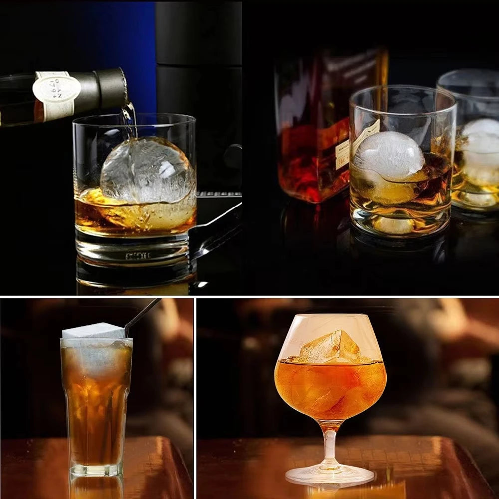 6-Grid Silicone Large Ice Cube Tray Mold for Whiskey & Cocktails