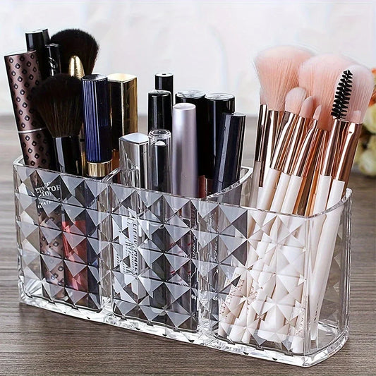 Acrylic Makeup Brush Holder & Desk Organizer – Set of 2 Makeup Brush Organizer Oasis Select