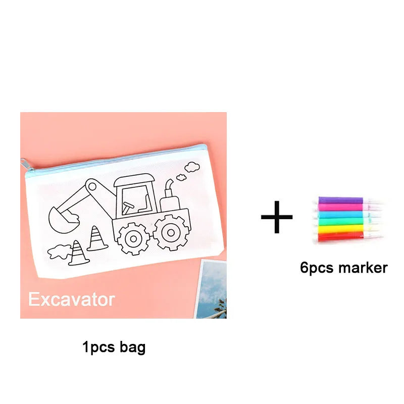Non Woven Pen Bag DIY Coloring Stationery Kids Students Painting Toys