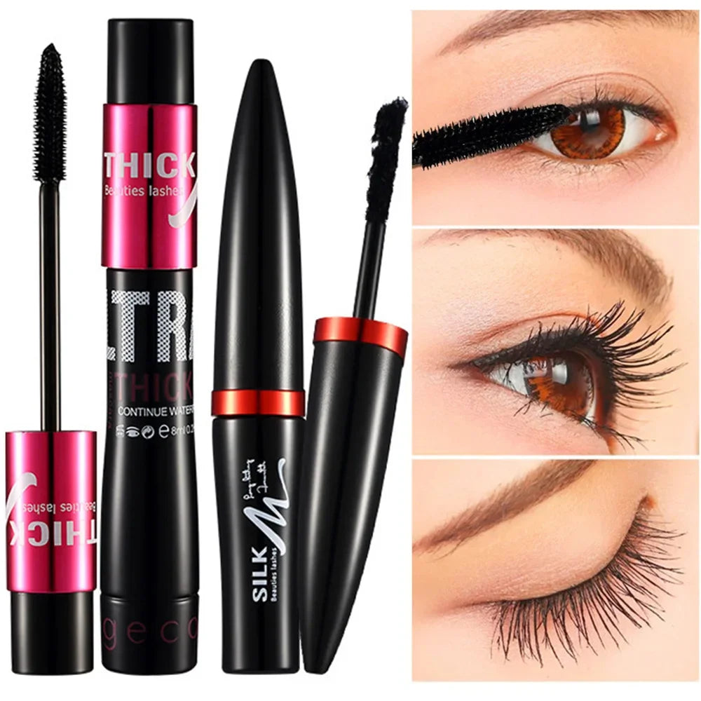 3D Fiber Lash Mascara Kit (2 tubes) Waterproof voluminous Long-lasting Creates Long Naturally Curled Eyelashes Without Smudging Peaceful Pleasures Health and Wellness