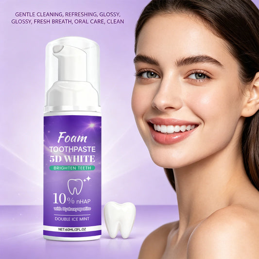 5D White Foam Toothpaste 10% Nhap Enamel Repair Fresh Breath Coffee/Smoke Stain Remover Mint Toothpaste Brightening Teeth Care Peaceful Pleasures Health and Wellness