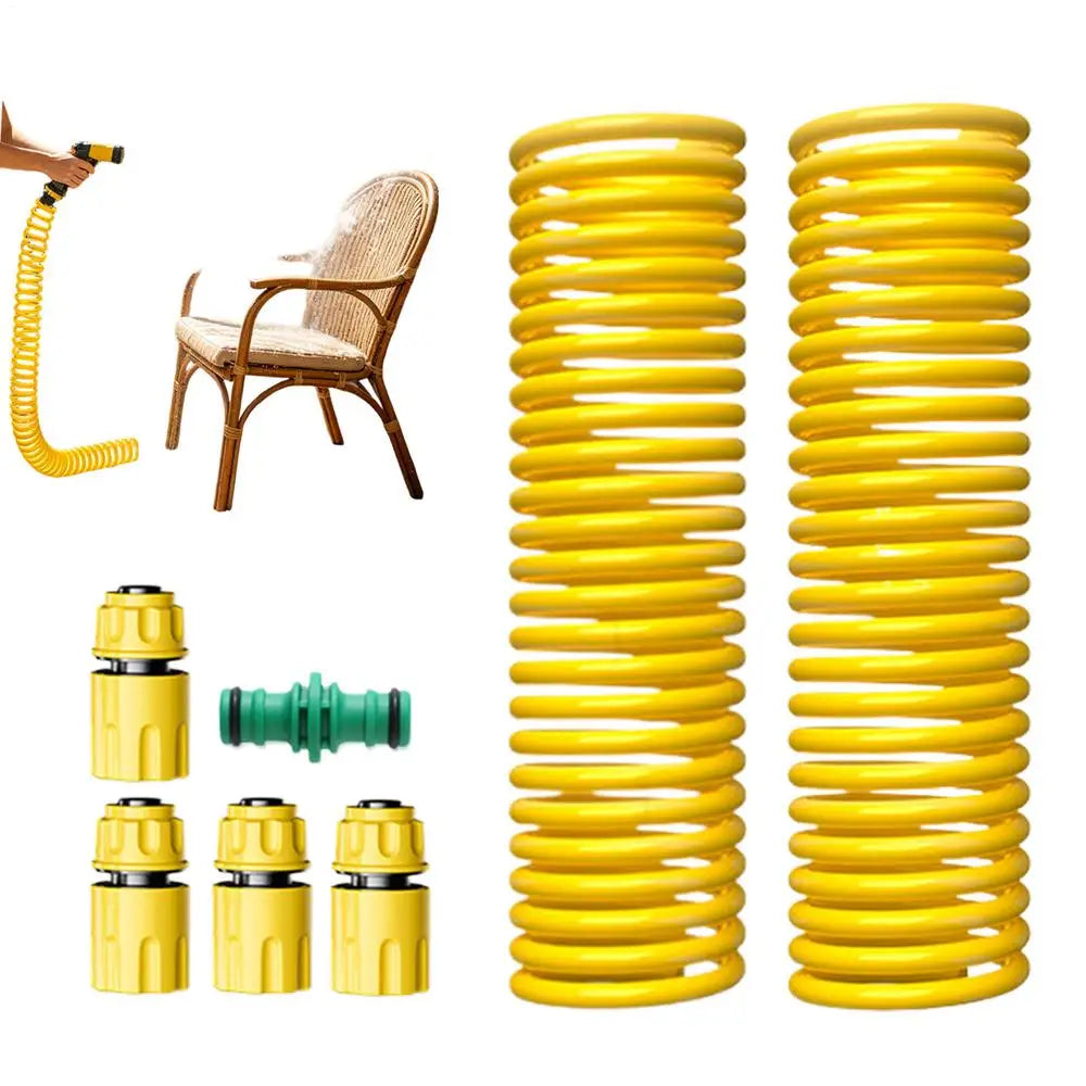 Retractable Coil Garden Hose with Multi-Pattern Spray Nozzle