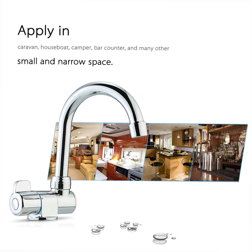 Rotating RV Faucet | Brass Chrome Deck/Wall Mount Camper Tap