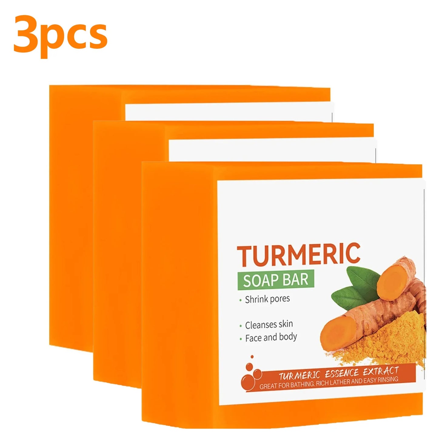 Hand Made Turmeric Soap Body Cleaning Lightening Dark Underarm Leg Body Cleansers Brightening Face Soap Tender Skin Care Beauty Peaceful Pleasures Health and Wellness 3pcs