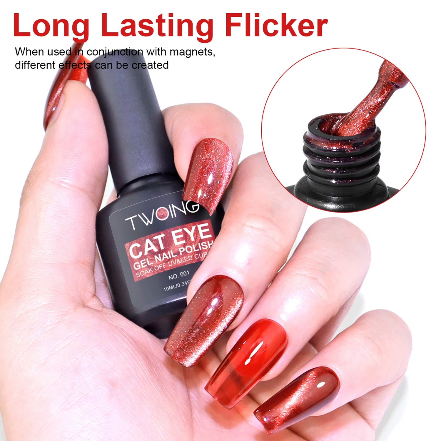 TWOING Cat Eye Gel Nail Polish 10ml, Magnetic UV LED Soak Off Gel Polish, Shimmer Glitter Long-Lasting Salon DIY Nail Art Peaceful Pleasures Health and Wellness