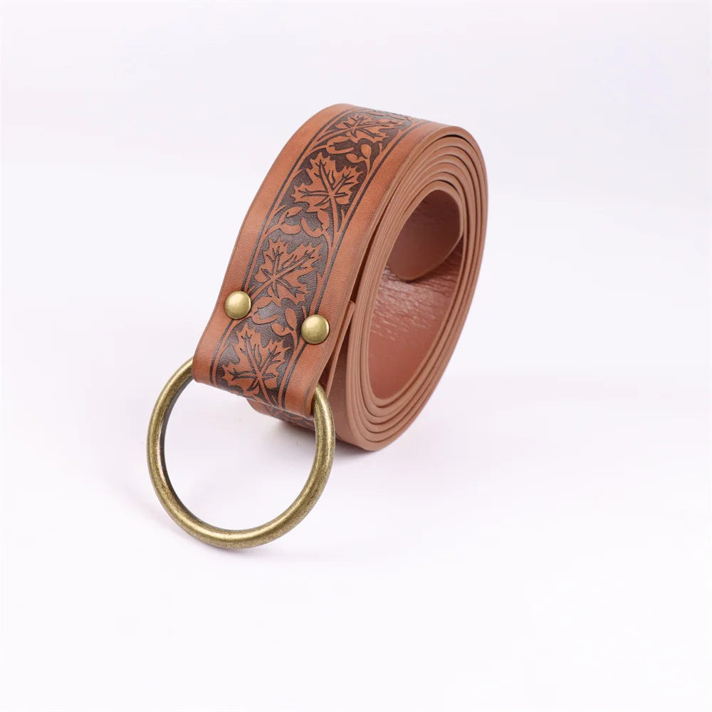 1 Medieval Belt Cosplay Elf Leaf Embossed Retro Leather Potion Glass