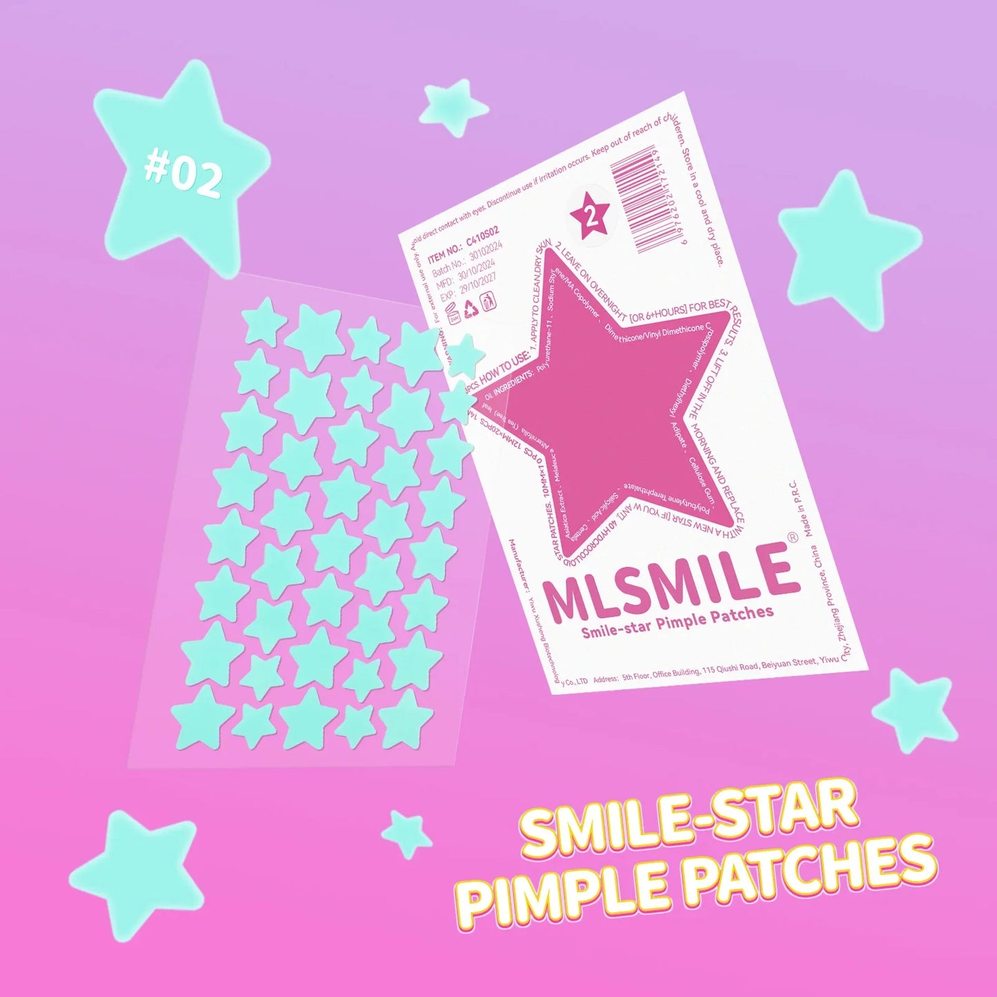 MLSMILE 40pc Star Hydrocolloid Blemish Patches – All Skin Tones