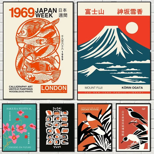 Vintage Japan Mount Fuji Canvas Wall Art Print | Unframed Canvas Wall Art Print Peaceful Pleasures Health and Wellness