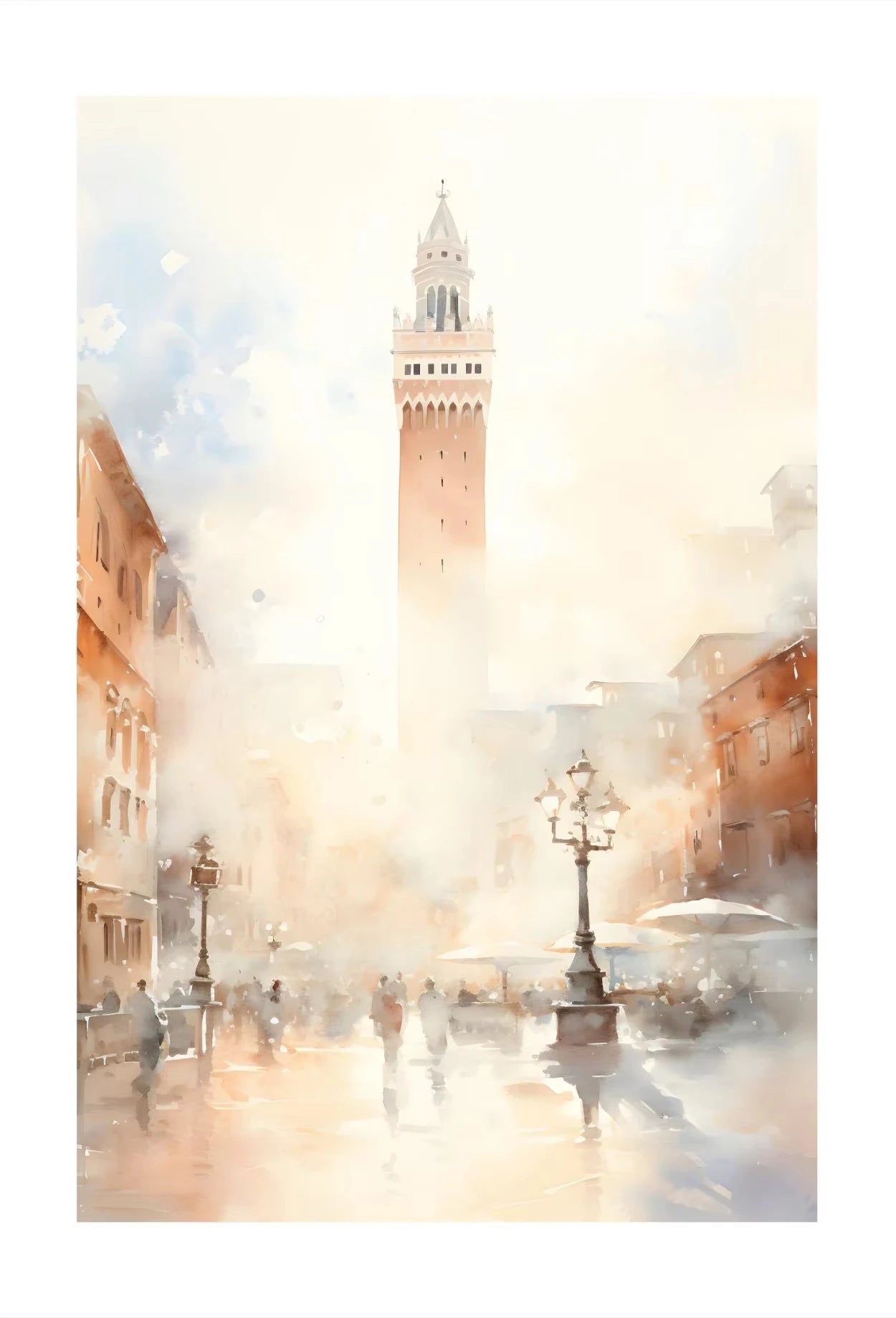 Watercolor World Scenery Canvas Print | Frameless Wall Art Canvas Wall Print Peaceful Pleasures Health and Wellness 12 20x30cm Unframed