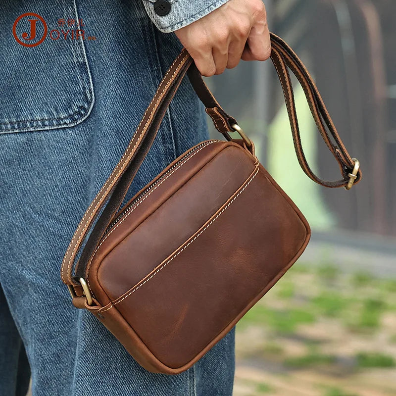 Men's Genuine Leather Retro Crossbody Messenger Bag
