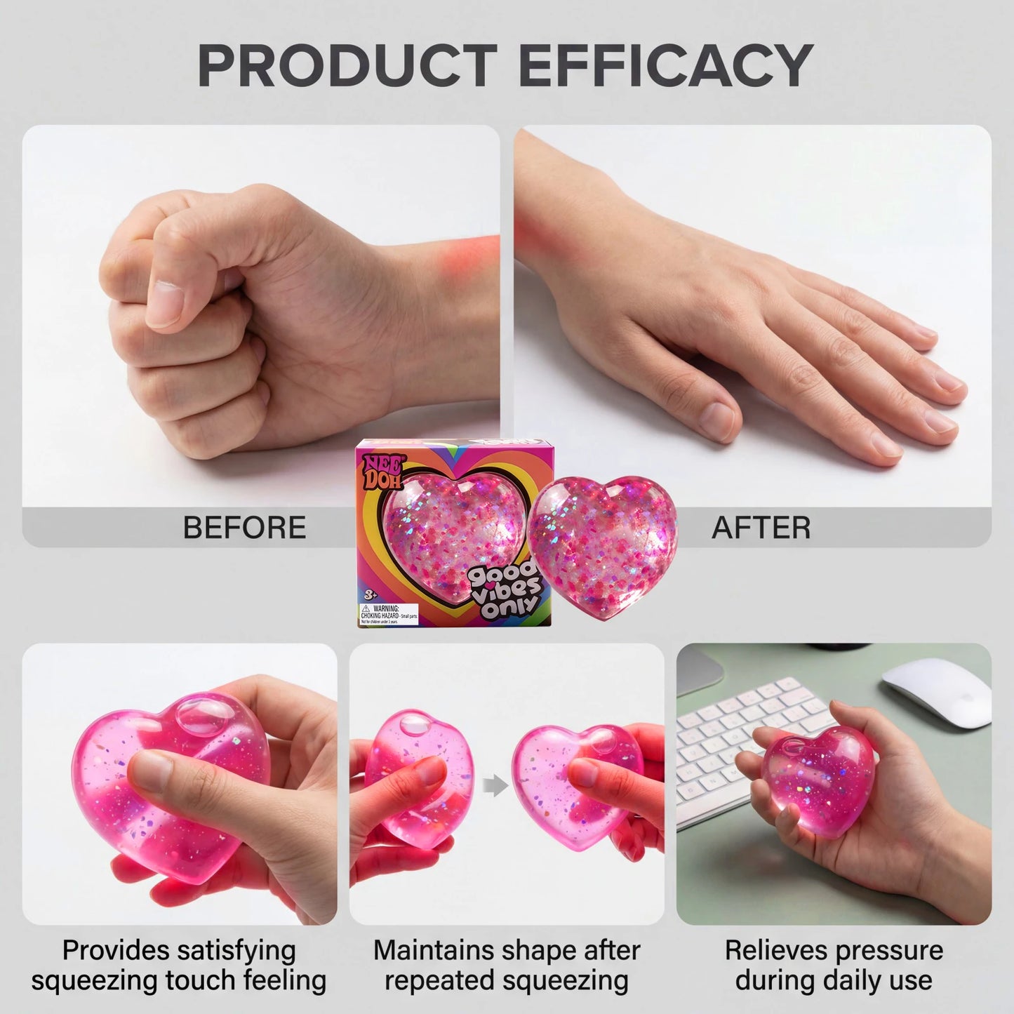 Heart Squishy Fidget Toy – Soft TPR Sensory Squeeze Ball Gift