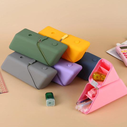 Silicone Pencil Case Large Capacity Student Gradient Rectangular Peaceful Pleasures Health and Wellness