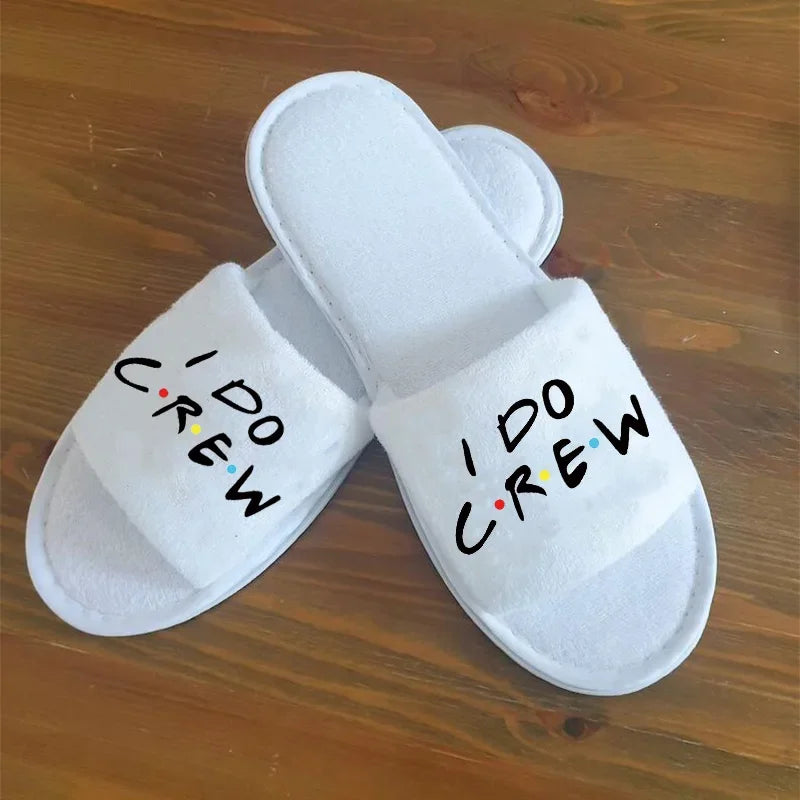 Bride to Be Slippers | Friends Themed Bachelorette Bridal Gift Novelty Bridal Slippers Peaceful Pleasures Health and Wellness i do crew slipper
