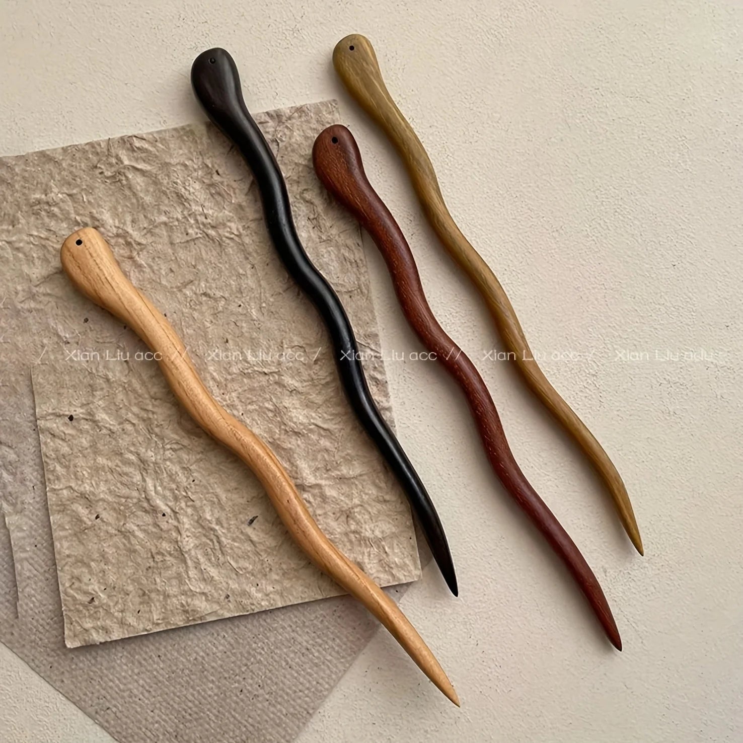 4-Piece Handcrafted Wooden Hair Sticks – Vintage Style Peaceful Pleasures Health and Wellness 4pcs