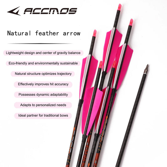6 Pure Carbon Arrows ID6 Spine 300 350 400 500 Turkey Feather Arrow Peaceful Pleasures Health and Wellness 6PCS-Spine 350