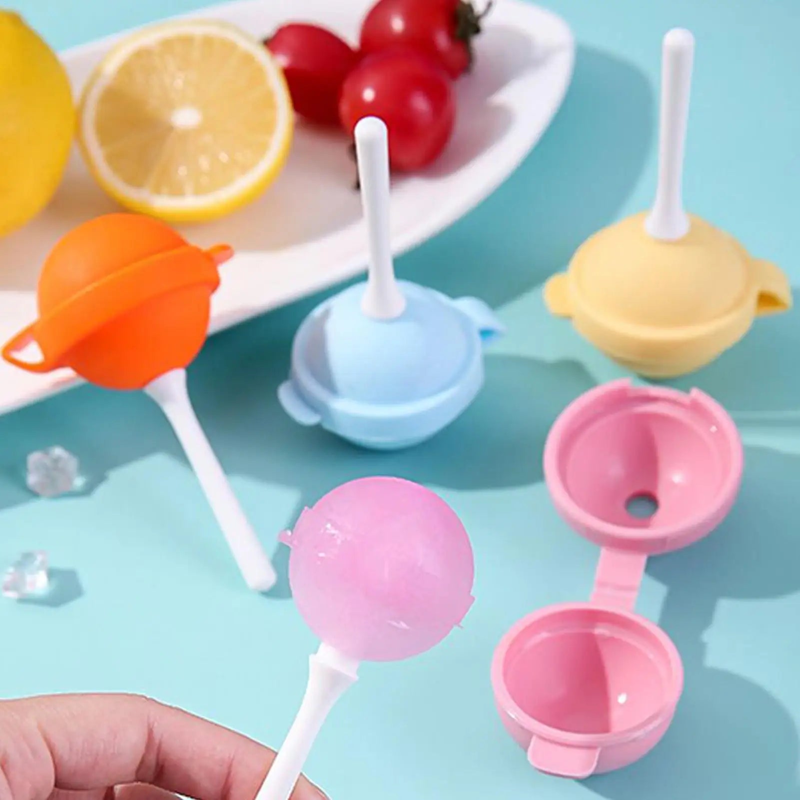 4Pcs Lollipop Shape Ice Molds For Kids Silicone Easy To Use Summer Cool Popsicles Ice Cream Make DIY Tools Ice Cube Molds Peaceful Pleasures Health and Wellness