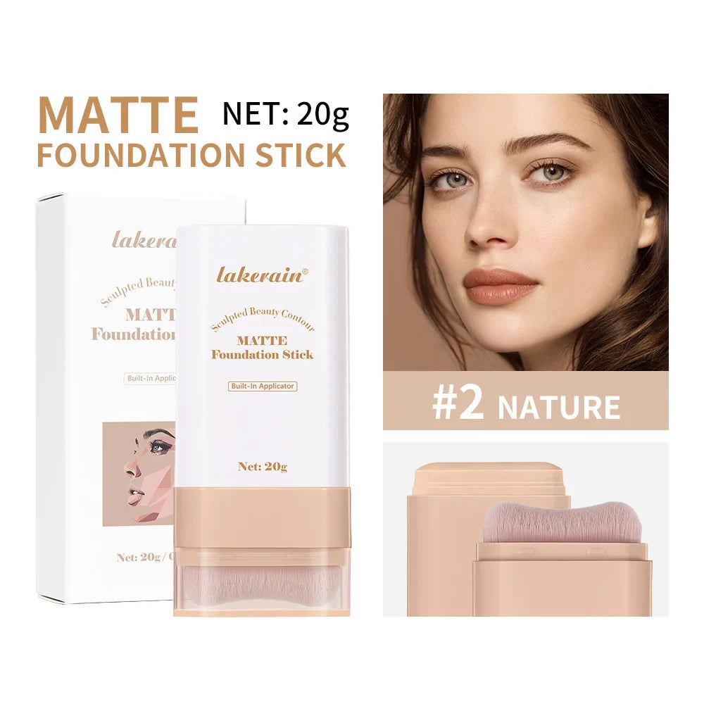 Matte Foundation Stick with Brush – Waterproof & Oil Control